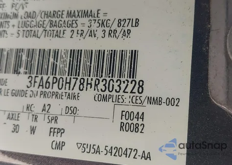 2017 Ford Fusion Se from USA, damaged, VIN 3FA6P0H78HR303228